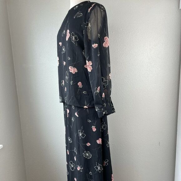 Pendleton Matching Black Floral Blouse & Skirt EUC - Picture 4 of 16